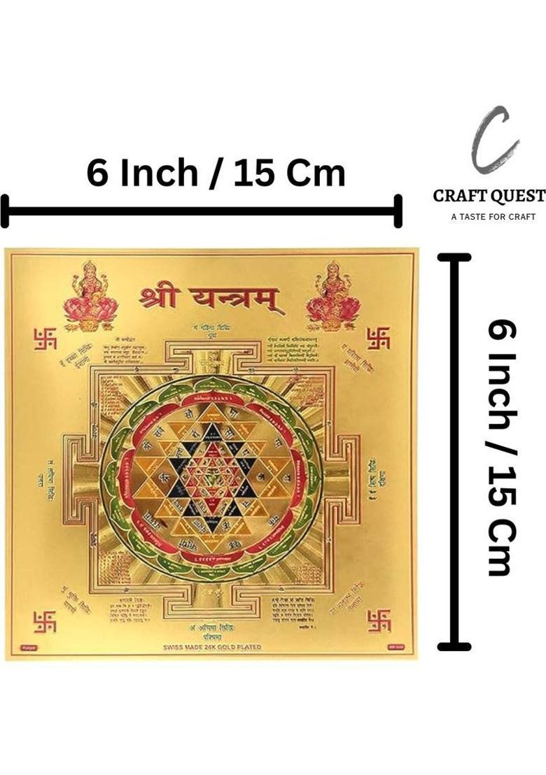 Craft Quest Shree Yantra with 24k Gold Plating Yantra for Business (6 X 6 Inch, Washable) Copper Yantra&nbsp;&nbsp;(Pack of 1) - Indya