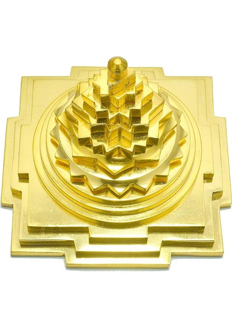 FOBHIYA Golden Metal Brass Meru Prustha Shree Yantra, Metal Shree Yantra Meru Yantra, for Wealth, Prosperity, Luck, Success & Financial Gain, Made in India Best for Gifting Brass Yantra&nbsp;&nbsp;(Pack of 1) - Indya