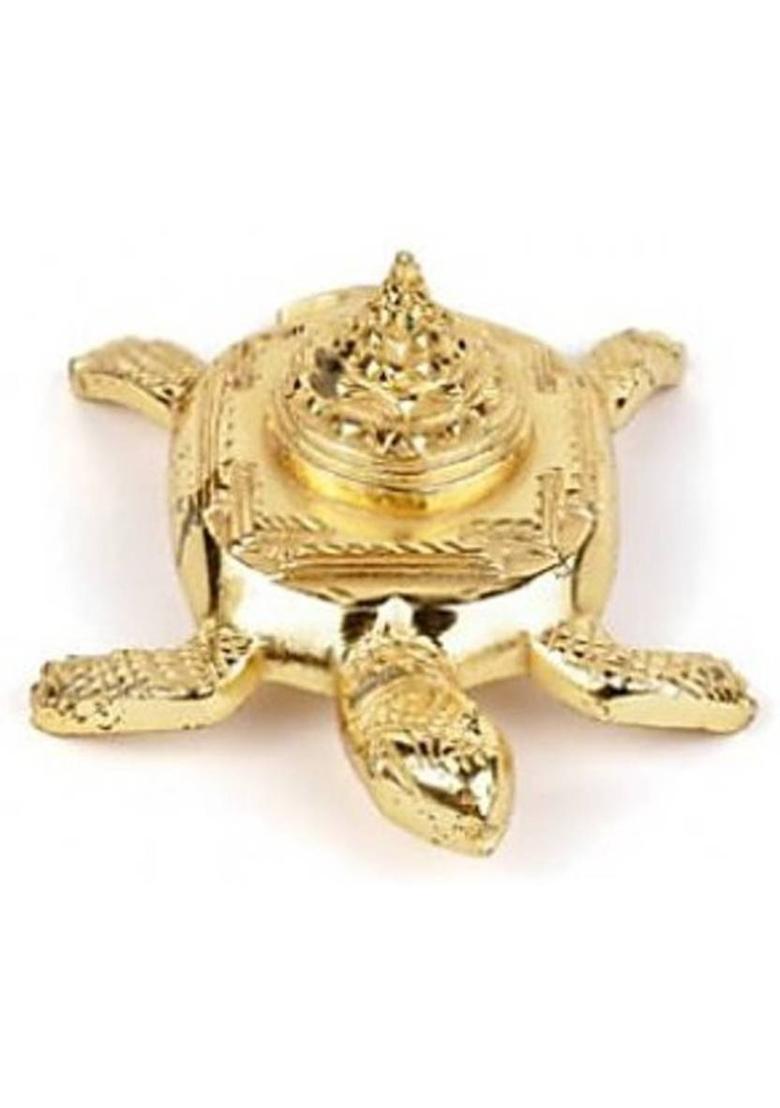 MKINDIACRAFT Brass Meru Shree Yantra with Tortoise for Good Luck, Success and Prosperity / 4.5cm / Spiritual Puja Items Brass Yantra&nbsp;&nbsp;(Pack of 1) - Indya