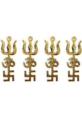 Fellix Trishakti Yantra Swastik, Om and Trishul - Original Brass Home Decor and Puja Wall Hanging Decoration and Gifting Brass Yantra (Pack of 4) Brass Yantra&nbsp;&nbsp;(Pack of 4)
