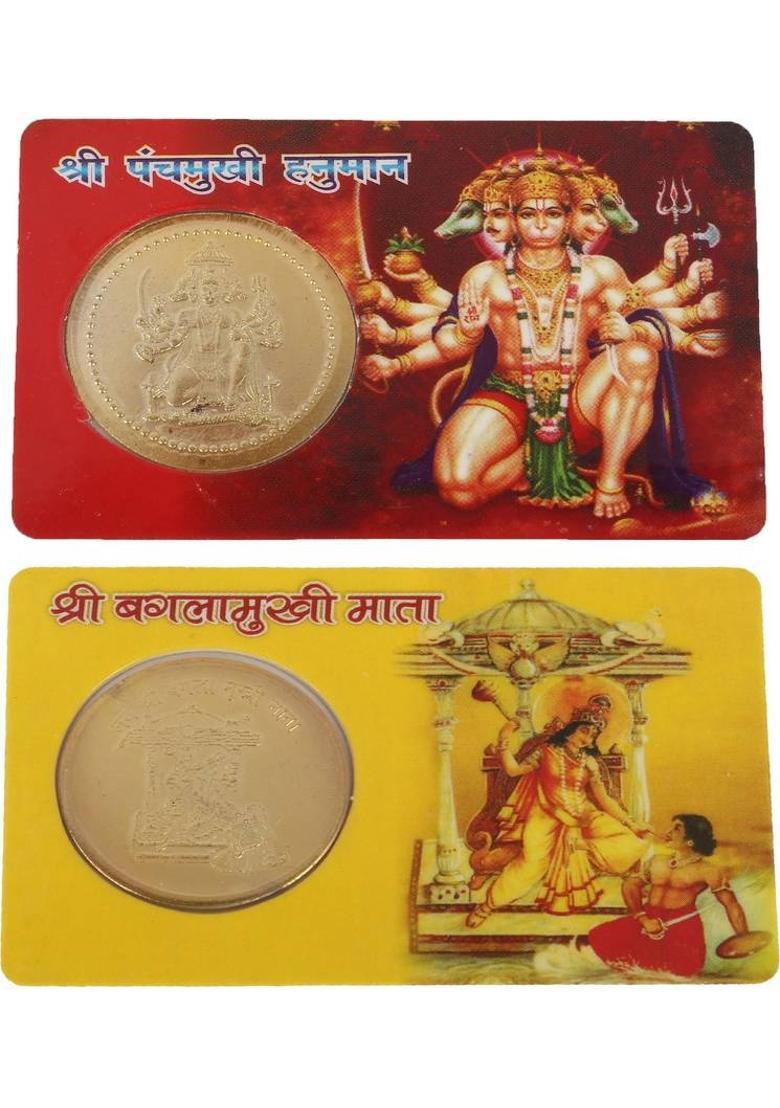 Ozimo Baglamukhi + Panchmukhi Hanuman ATM Pocket Yantra Combo Brass Yantra&nbsp;&nbsp;(Pack of 2) - Indya