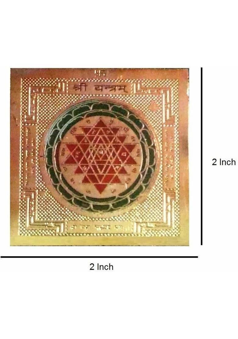 Takshila Gems Sri Yantra 2x2 Inch Gold Polished Blessed and Energized Shri Yantra for Purse Wallet, Locker, Home Temple Plated Yantra&nbsp;&nbsp;(Pack of 1) - Indya