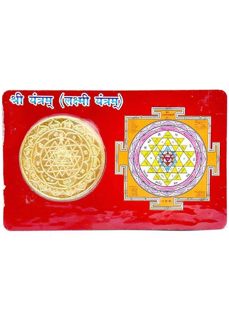 Yelook Religious Gold Plated Shree Laxmi Yantra Golden Coin ATM Card - for Temple Home,Locker, Purse, Pocket • Plastic Yantra&nbsp;&nbsp;(Pack of 1) - Indya