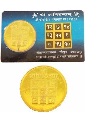 Yelook Religious Gold Plated Shree Shani Dev Yantra Golden Coin ATM Card - for Temple Home,Locker, Purse, Pocket • Plastic Yantra&nbsp;&nbsp;(Pack of 1)