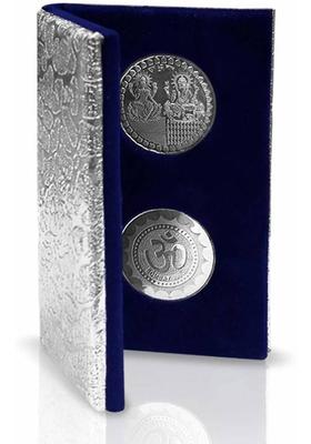 RELBEES Silver plated coin with velvet gift box(pack of 2) Silver Plated Yantra&nbsp;&nbsp;(Pack of 2)