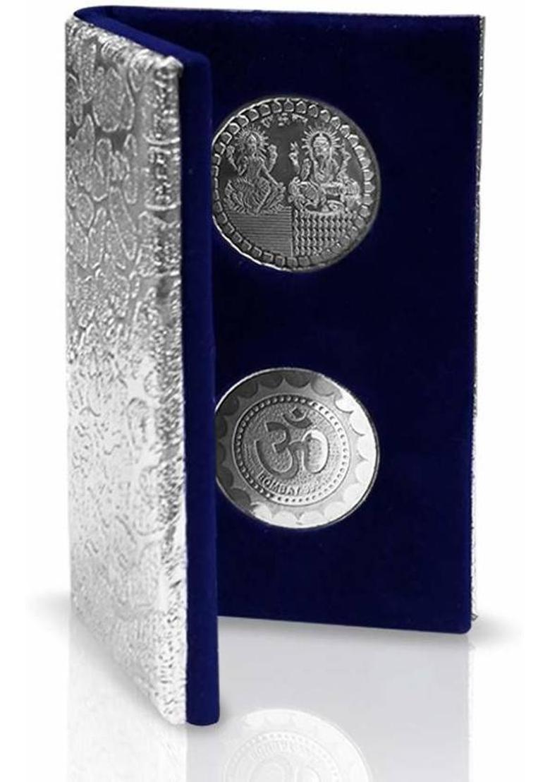 RELBEES Silver plated coin with velvet gift box(pack of 2) Silver Plated Yantra&nbsp;&nbsp;(Pack of 2) - Indya