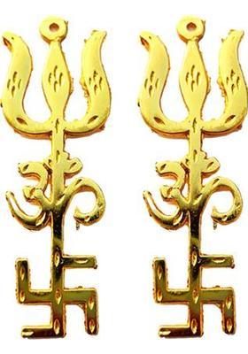 ANVIKA Trishakti Yantra Swastik, Om, Trishul Symbol of Prosperity & Positivity Brass Yantra&nbsp;&nbsp;(Pack of 2)