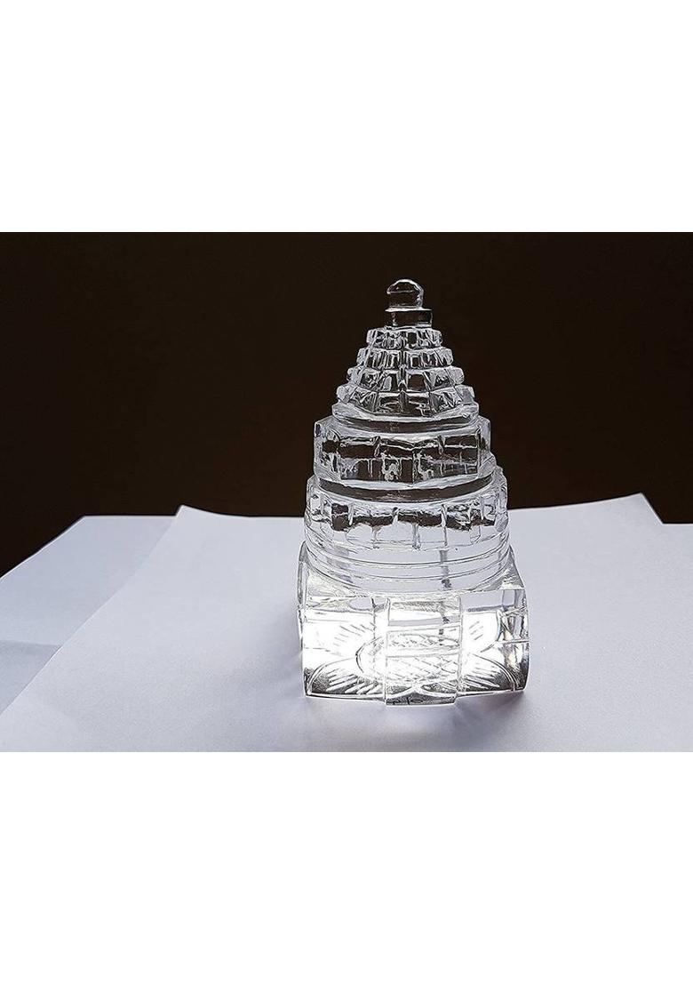 Trishakti Pooja Samagri 100% Original lab cirtified 12-15gm Sphatik Shree Shri Yantra of Pure Natural Quartz Crystal Sphatik Gemstone - Based on Vastu for Good Luck & Money Crystal Yantra&nbsp;&nbsp;(Pack of 1) - Indya