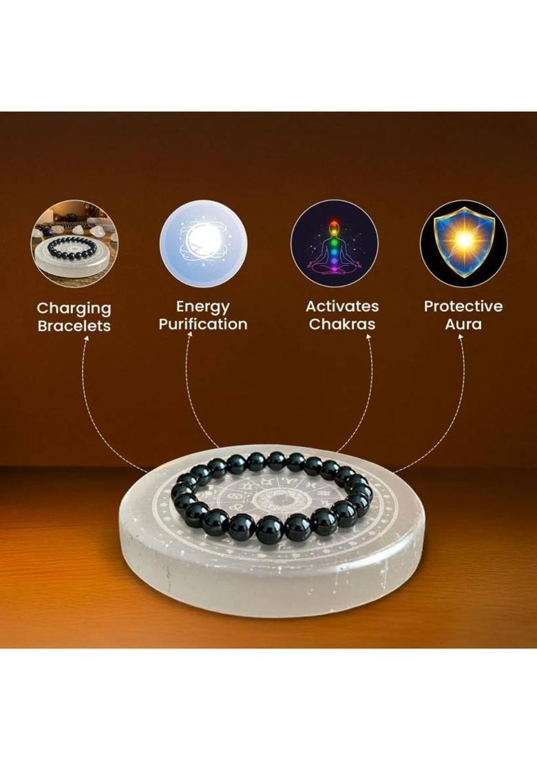 Divine Mystica Selentine Plate for charging crystal Stones Bracelets Stoneware Yantra&nbsp;&nbsp;(Pack of 1) - Indya