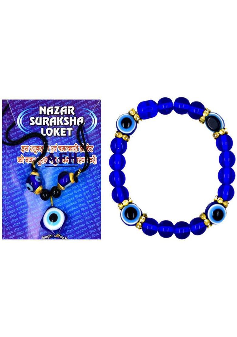 AFH Nazar Suraksha Kavach and Evil Eye Bracelet Combo For Prosperity and Success Glass Yantra&nbsp;&nbsp;(Pack of 2) - Indya