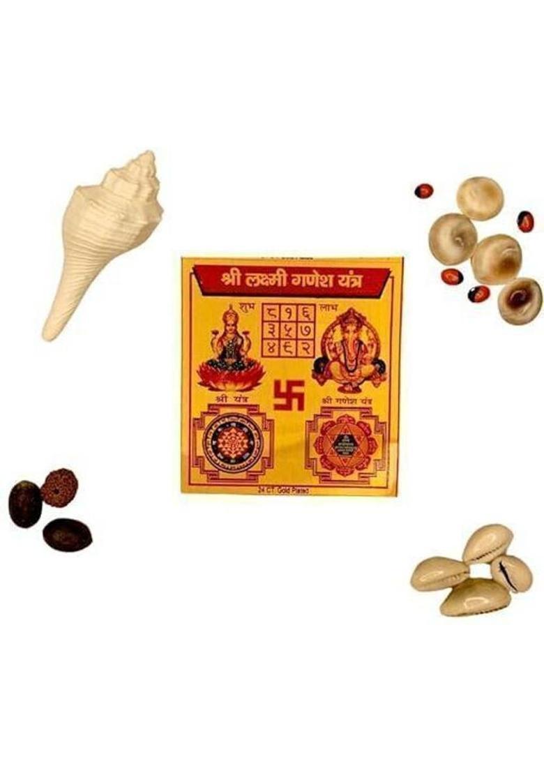 Deal Tree Sri Laxmi Ganesh Yantra Gold, Plated Yantra&nbsp;&nbsp;(Pack of 1) - Indya