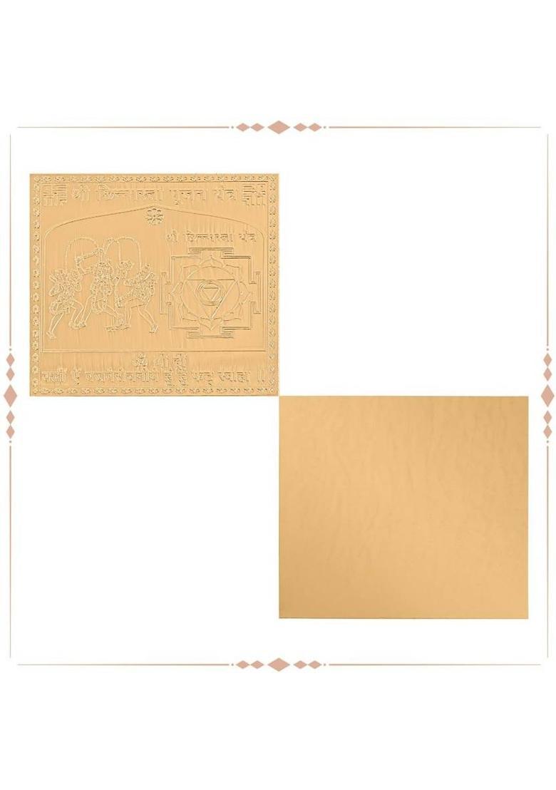 rudrapuja Shri Chhinmasta Yantra Gold Plated – 3 inches Copper Yantra&nbsp;&nbsp;(Pack of 1) - Indya