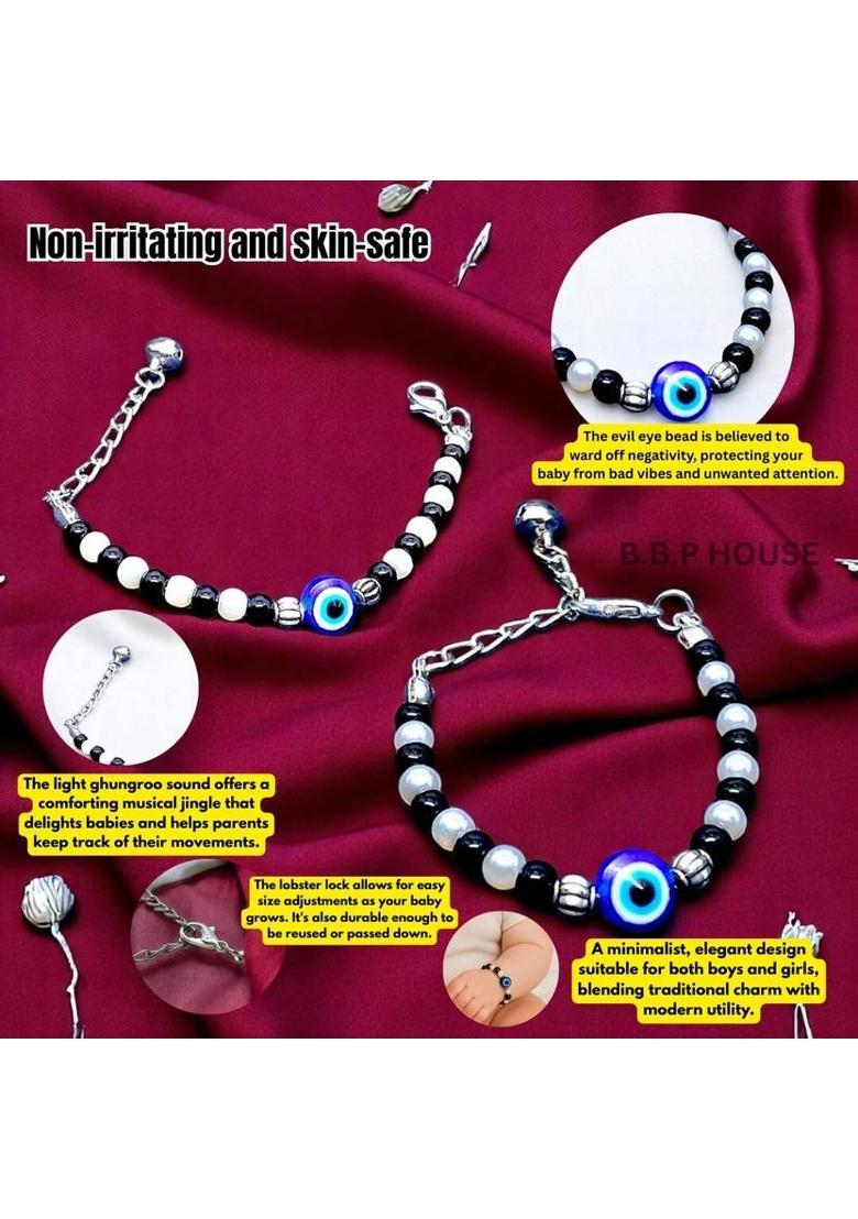 Oxidised Silver Beads Bracelet Set&nbsp;&nbsp;(Pack of 2) - Indya