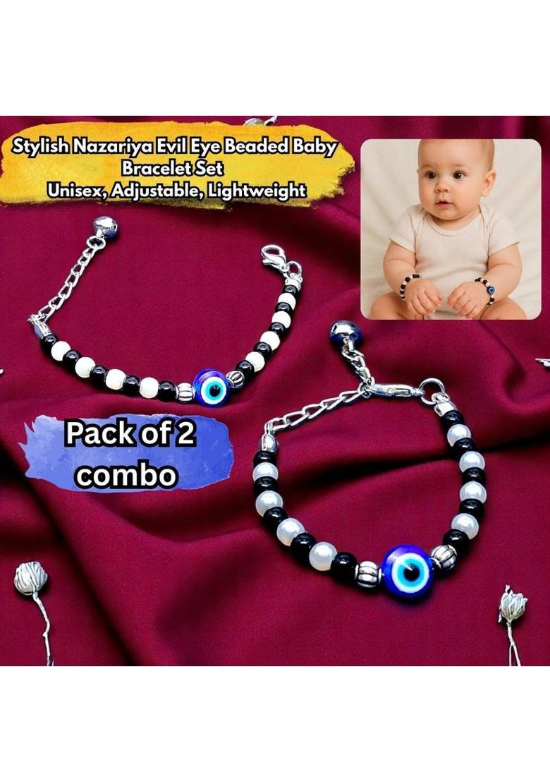 Oxidised Silver Beads Bracelet Set&nbsp;&nbsp;(Pack of 2) - Indya