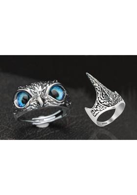 Owl Ring and Ertugrul Ghazi Ring for Boy and Girl Ring for Biker/Hiphop Ring Stainless Steel Silver Plated Ring