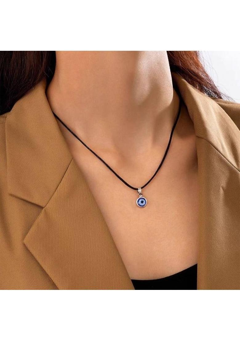 Aksha Collection Aksha Collection Black, Blue Jewel Set (Pack of 1) Stainless Steel Pendant Set - Indya