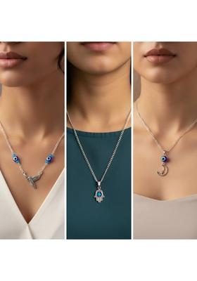 MAYUK ARTSY Mystic Oxidised German Silver Evil Eye Hamsa Pendant Beads Alloy Pendant