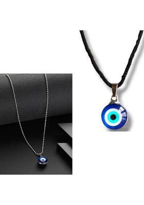 Aksha Collection Aksha Collection Black,Silver Jewel Set (Pack of 2) Stainless Steel Pendant Set