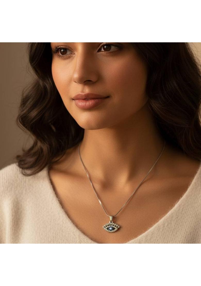 D2Fashion Tranquil Aura Evil Eye Pendant Sterling Silver Alloy Pendant - Indya