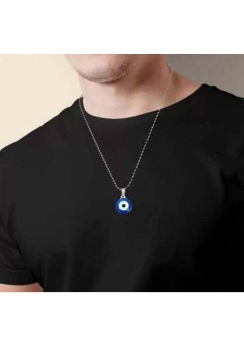 Oscar Enterprises Exclusive Silver Evil Eye Design Chain Pendant Artificial Jewelry Stainless Steel Pendant - Indya