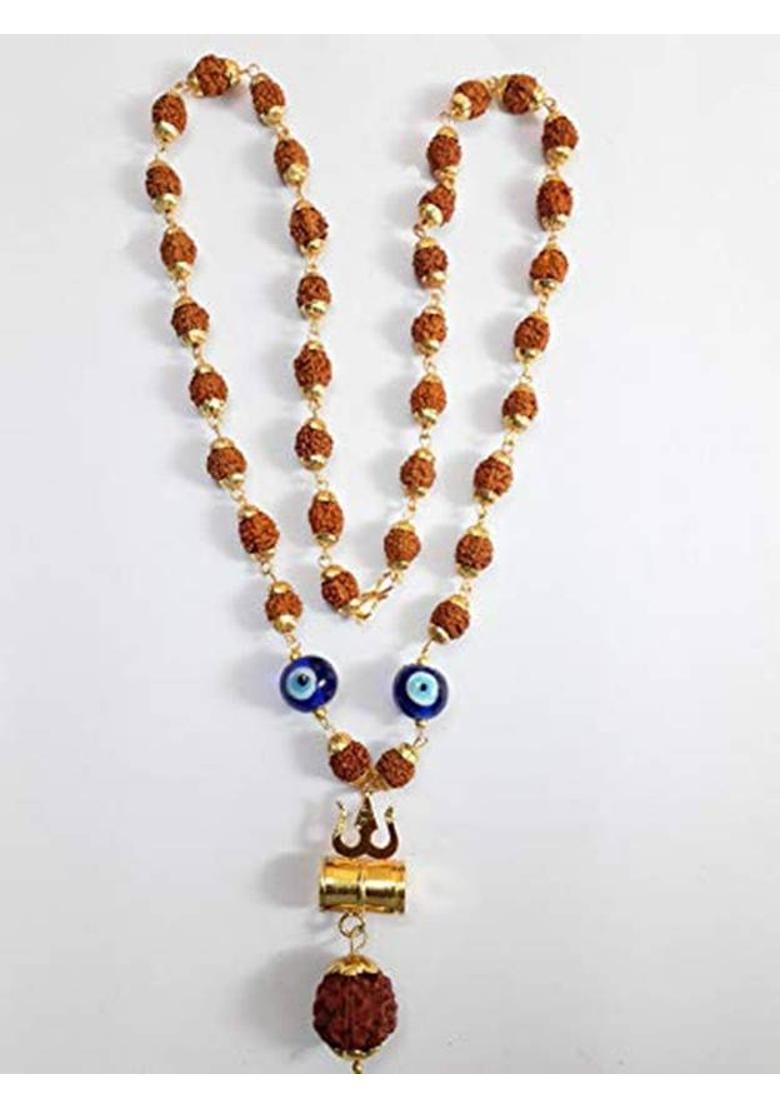 GIACOMO Lord Shiva Om Pendant With Rudraksha gold Cap Jaap Mala For Men & Women Gold-plated Beads Alloy, Brass Pendant - Indya