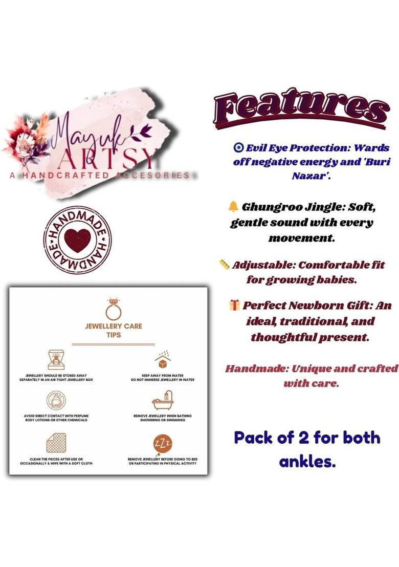 Nazariya Ghungroo Baby Anklet Alloy Anklet&nbsp;&nbsp;(Pack of 2) - Indya