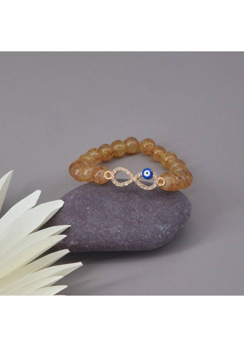 Stone, Crystal, Alloy Gold-plated Gold, Blue, Beige Jewel Set&nbsp;&nbsp;(Pack of 1) - Indya