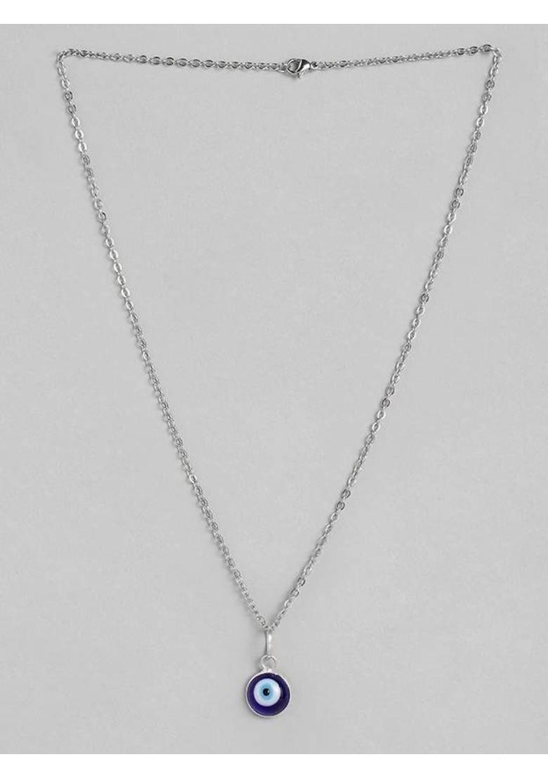 ROOTWAVE silver plated evil eye necklace for men and womens Silver Silver, Stainless Steel, Sterling Silver, Titanium, Zinc Pendant - Indya