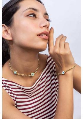 MINJI AND CO. Gold Plated Evil Eye Charm With Adjustable Chain Pendant for Women Gold-plated Brass Pendant Set