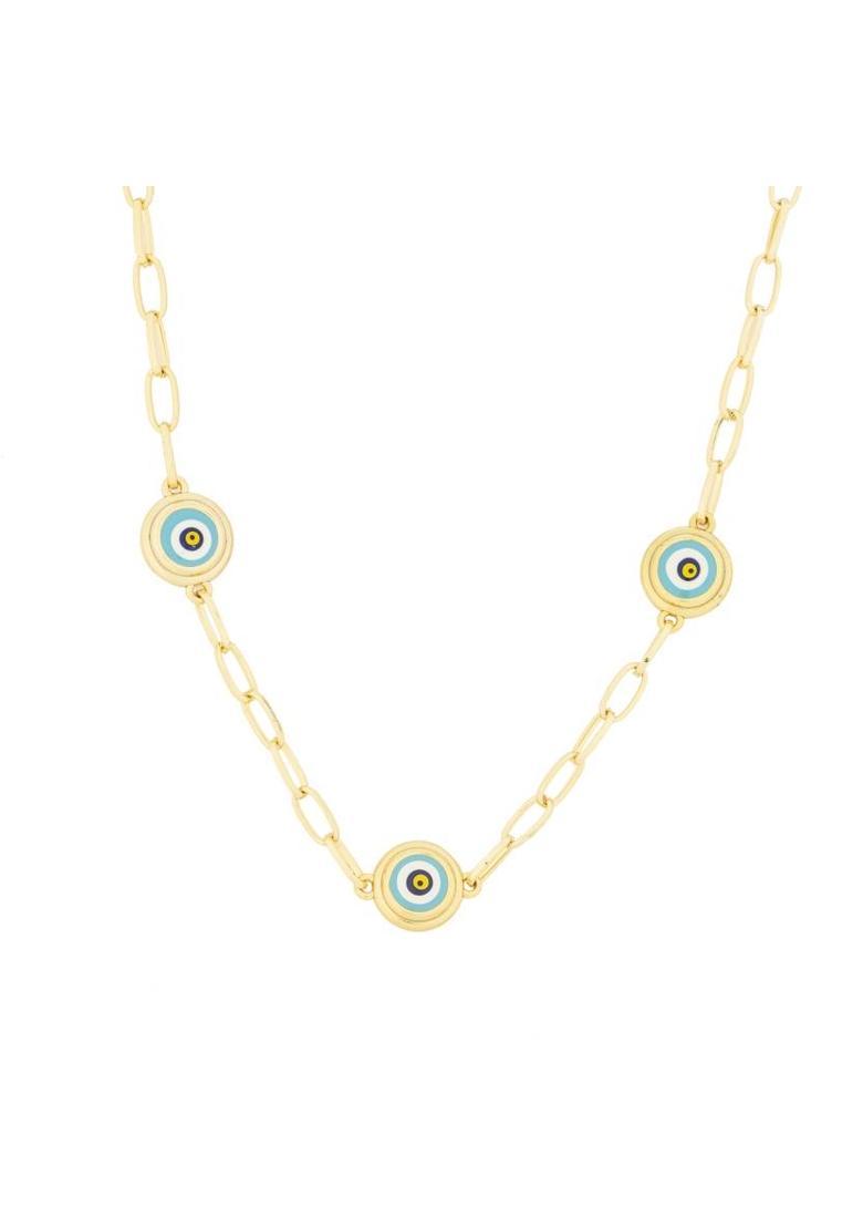 MINJI AND CO. Gold Plated Evil Eye Charm With Adjustable Chain Pendant for Women Gold-plated Brass Pendant Set - Indya