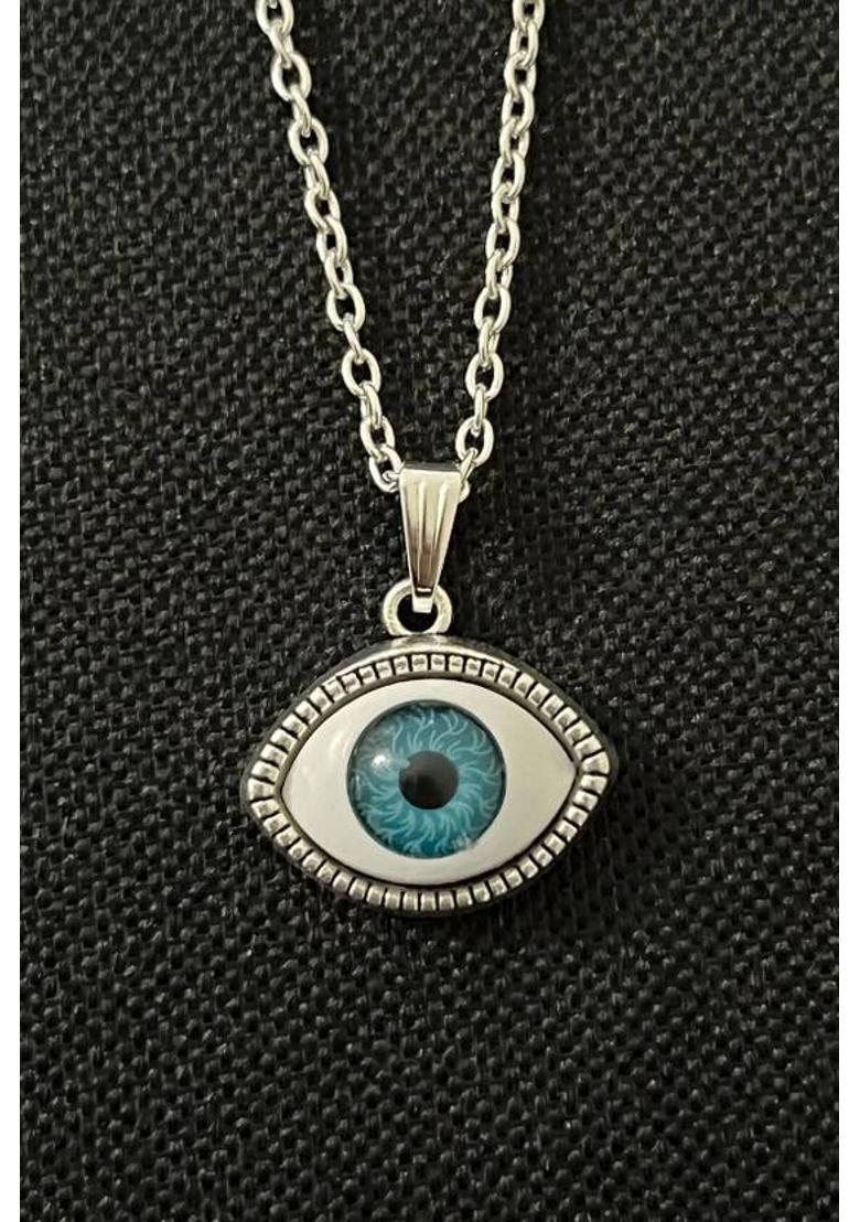 ROOTWAVE Evil Eye Pendant,Necklace,Locket with Chain for Women Men Jewellery Silver Alloy, Stainless Steel Pendant - Indya