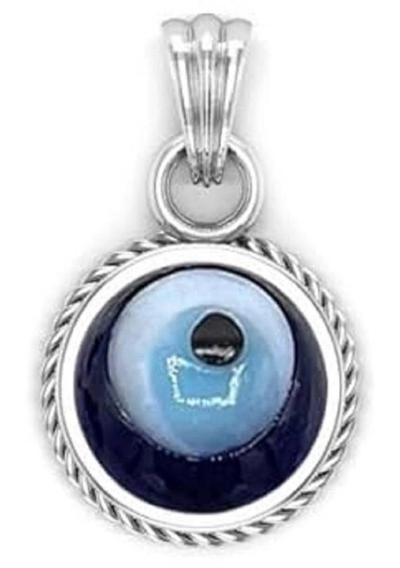 APSLOOSE 13.25 Ratti 12.25 Crt Original Turkish Nazariya Natural Blue Evil Eye Pendants Silver Brass Locket - Indya