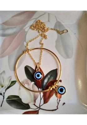 house of common Stylish & Fashionable Evil Eye Pendant chain and Bracelet for Girls & Women. Onyx Alloy Pendant Set