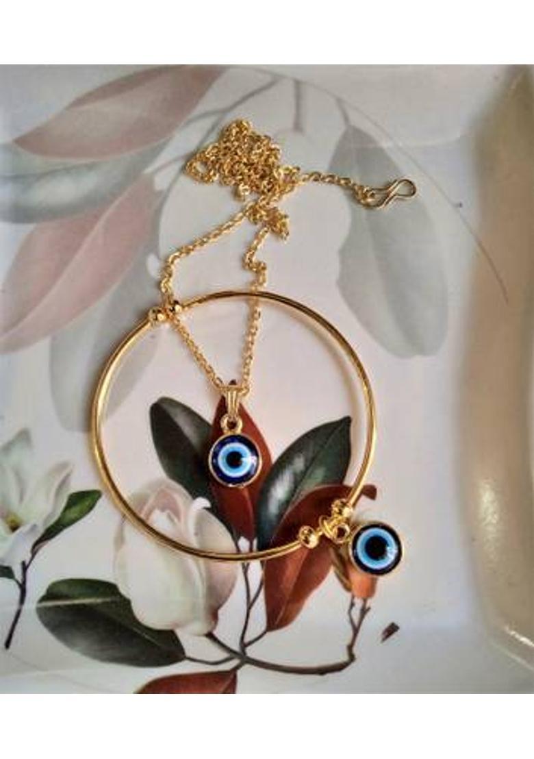 house of common Stylish & Fashionable Evil Eye Pendant chain and Bracelet for Girls & Women. Onyx Alloy Pendant Set - Indya