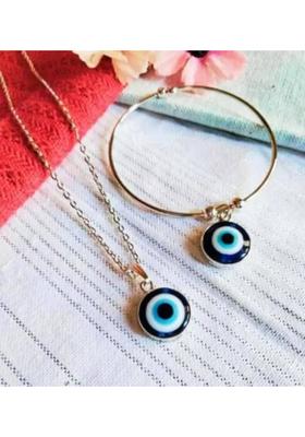 Metal Black Silver Silver Jewel Set&nbsp;&nbsp;(Pack of 1)