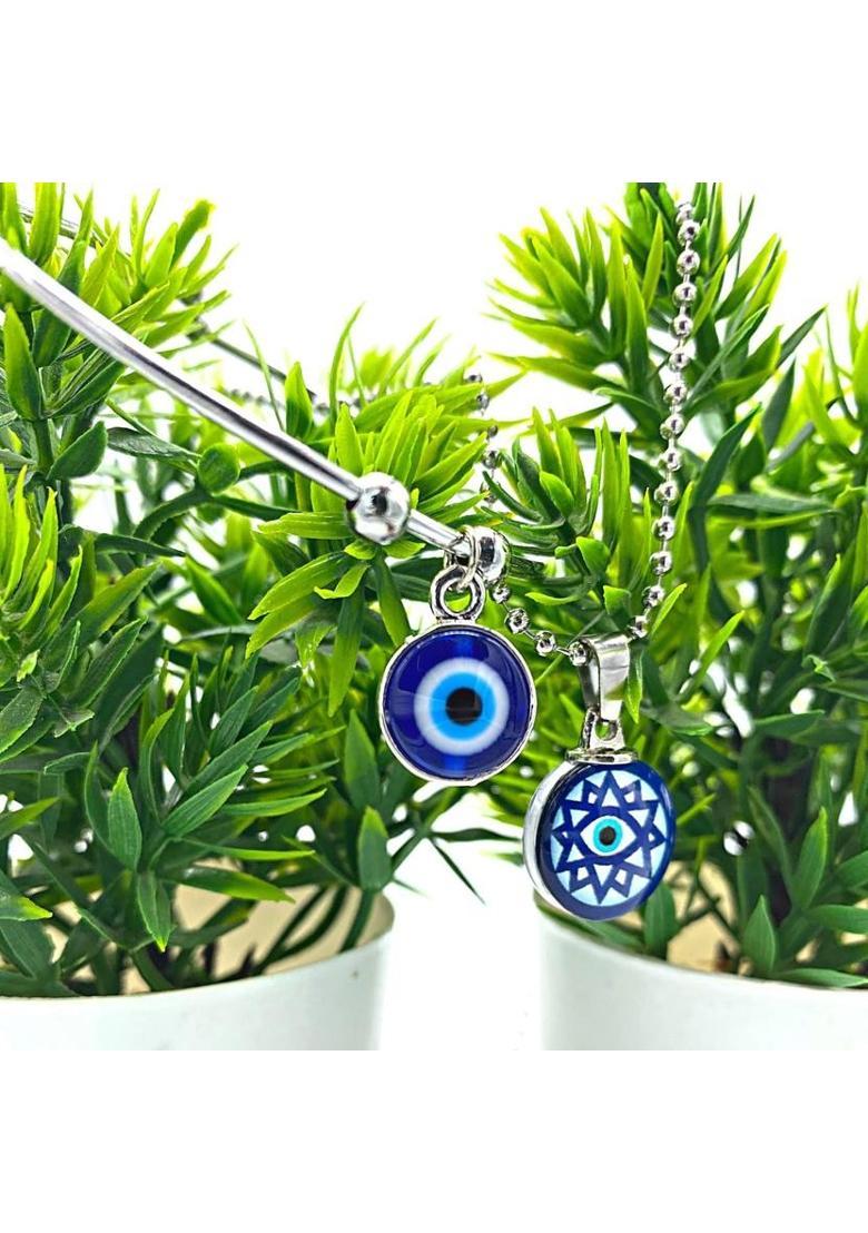 house of common Bad Eye Protector Nakshatra Pendant Evil Eye and Bracelet combo for loved ones. Alloy, Stone Pendant Set - Indya