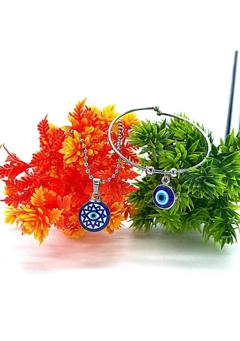 house of common Bad Eye Protector Nakshatra Pendant Evil Eye and Bracelet combo for loved ones. Alloy, Stone Pendant Set - Indya