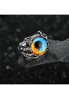 Dragon Eye/Evil Eye Ring for Women & Men, Club/Party/Biker/Office Ring-COMBO Stainless Steel Silver Plated Ring