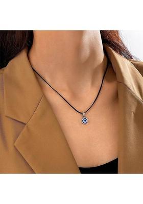 ROOTWAVE Blue Evil Eye Necklace Pendant Locket with Silk Dori for Women and Girls Silver Alloy Pendant