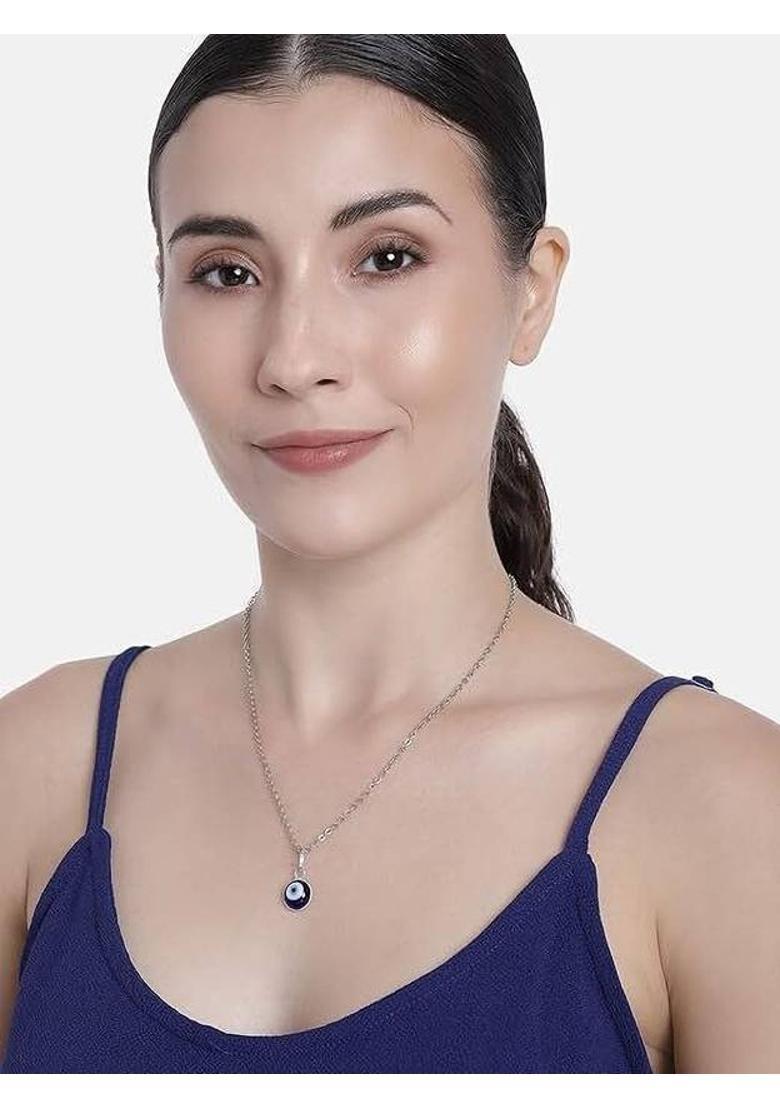 ANSHXPANSE Blue Evil Eye Pendant Charm | Nazar Suraksha Pendant for Women Silver Alloy Pendant - Indya