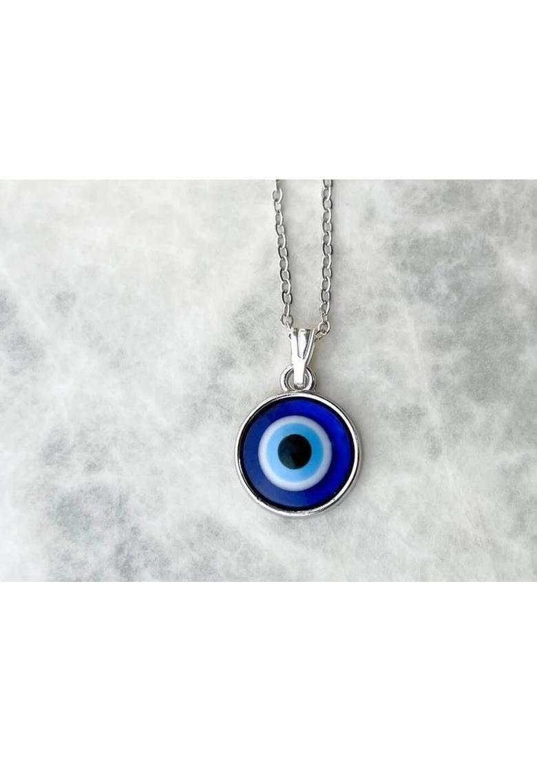 EndlessFashion Evil Eye Necklace Round Nazar Necklace with Silver Chain Alloy - Indya