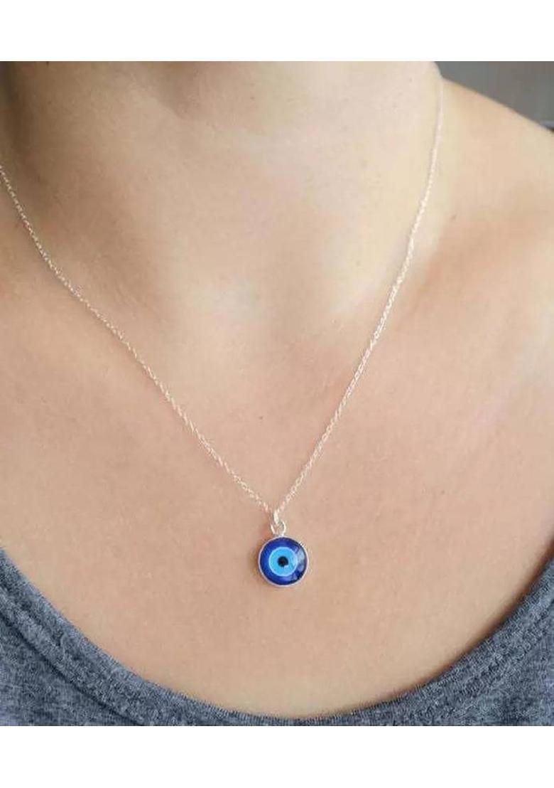 m a enterprises Evil Eye Pendant/Necklace Protect You From Harmful Energy and Negatives Nazar Sterling Silver Crystal Alloy, Crystal Locket Set - Indya