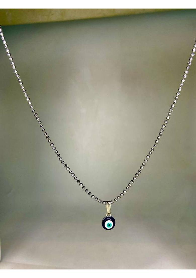 Kalaficial Evil Eye Pendant Necklace for Women & Girls Stylish Blue Nazar Locket Silver Alloy - Indya