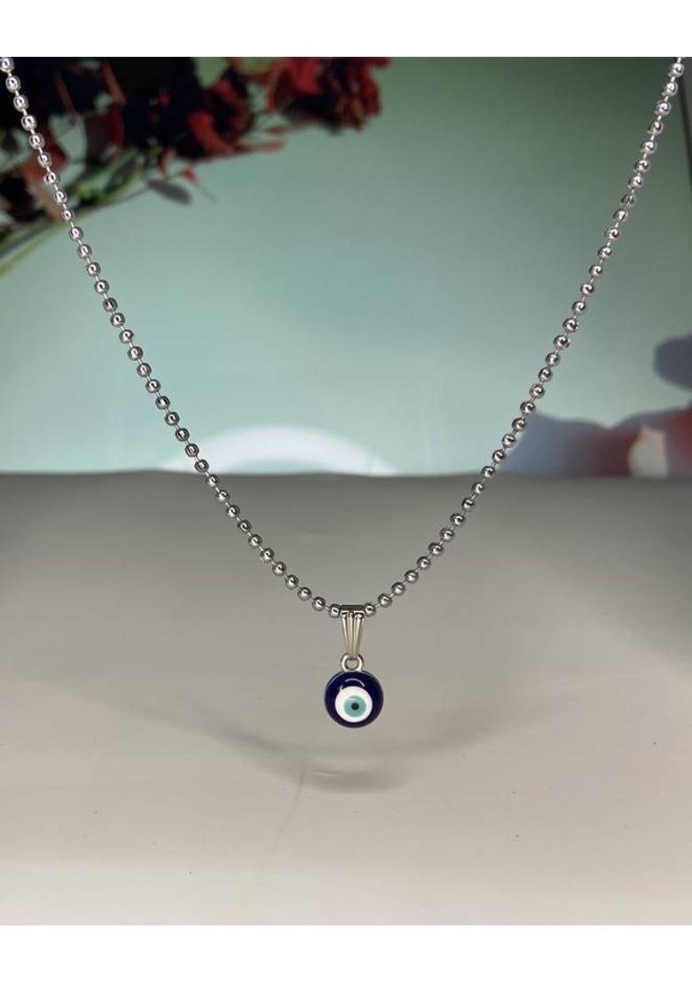 Kalaficial Evil Eye Pendant Necklace for Women & Girls Stylish Blue Nazar Locket Silver Alloy - Indya