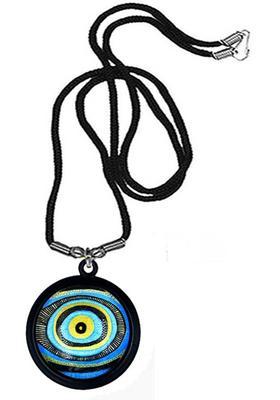 AFH Evil Eye Lucky Charm Blue Religious Cord Chain Pendnet for Men and Women Acrylic Pendant