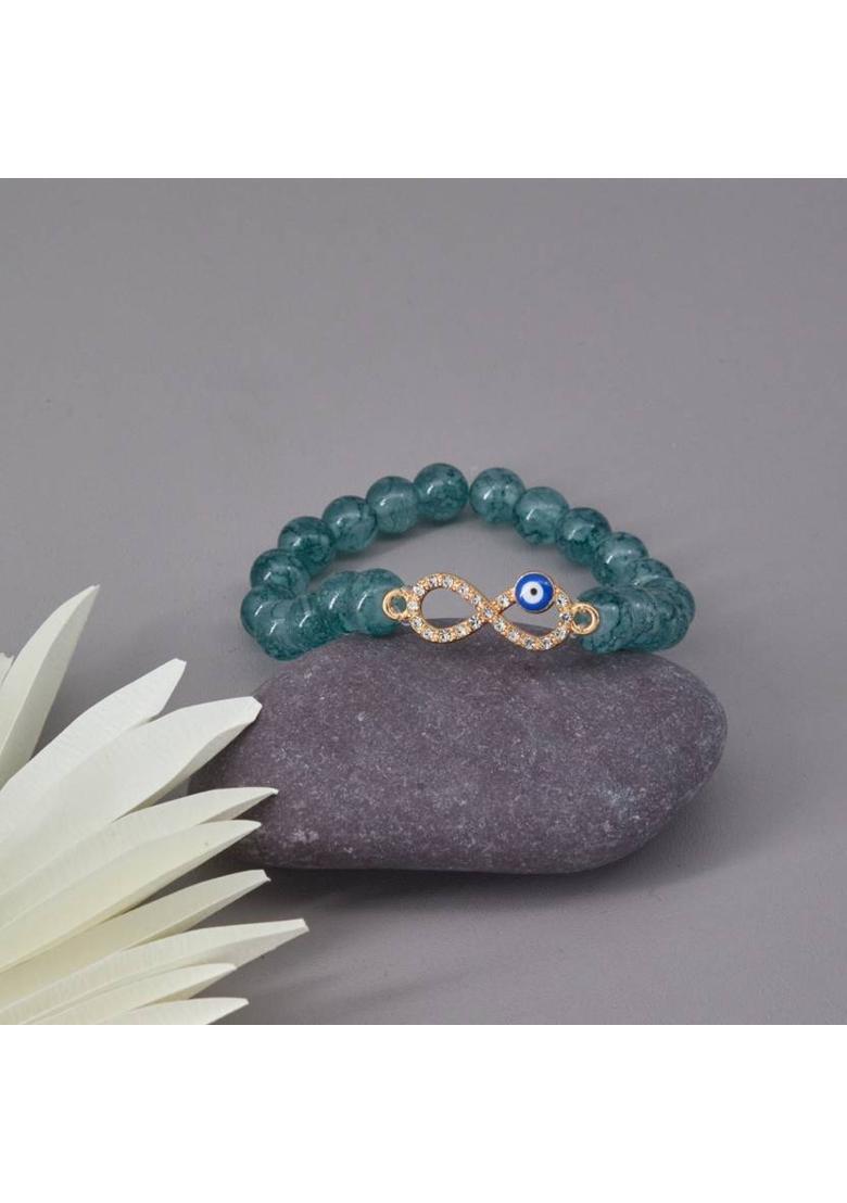 Stone, Crystal, Alloy Gold-plated Gold, Blue Jewel Set&nbsp;&nbsp;(Pack of 1) - Indya