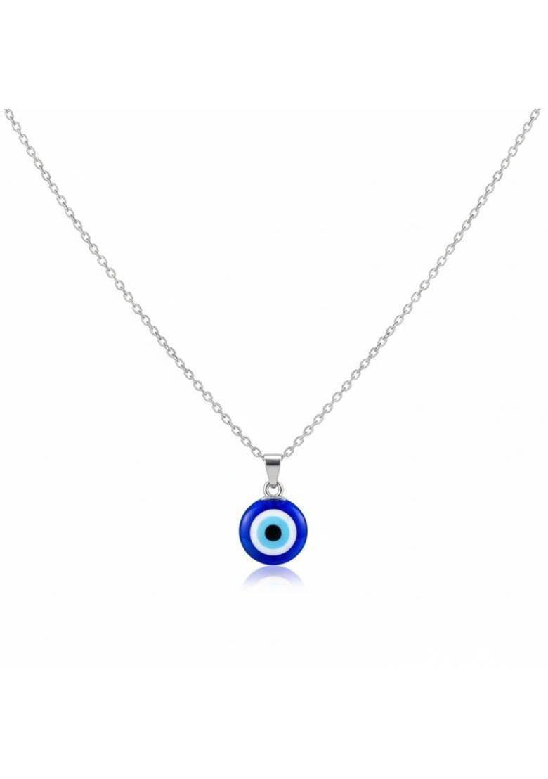 UMA Blue evil eye Nazar protection chain Sterling Silver Stainless Steel Pendant - Indya
