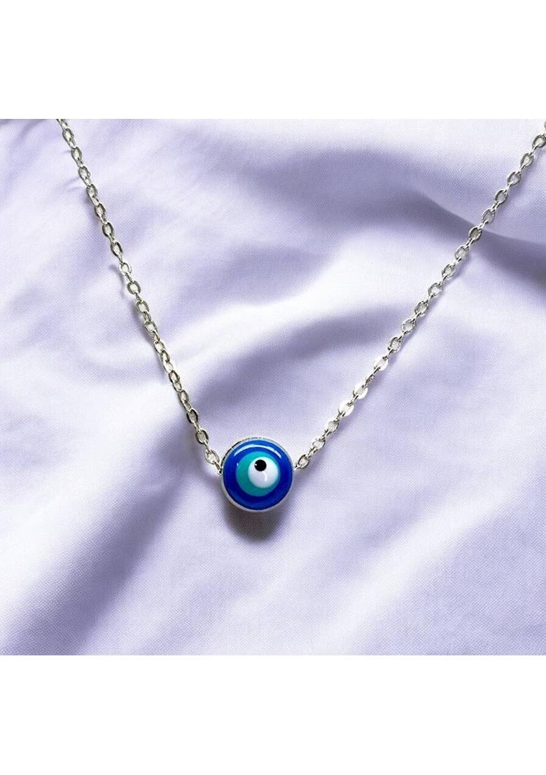 RVM Jewels Evil Eye Pendant Necklace Silver Chain Cute Necklace for Women Girls Protection Alloy - Indya