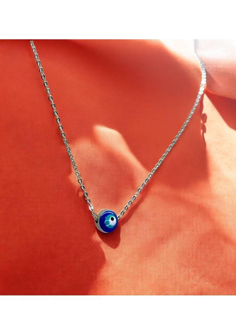 RVM Jewels Evil Eye Pendant Necklace Silver Chain Cute Necklace for Women Girls Protection Alloy - Indya
