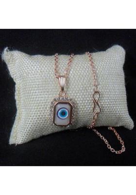 Maalgodam Evil Eye Pendant with 18" RoseGold Plated Chain for Women, Jewellery for Girls Gold-plated Brass